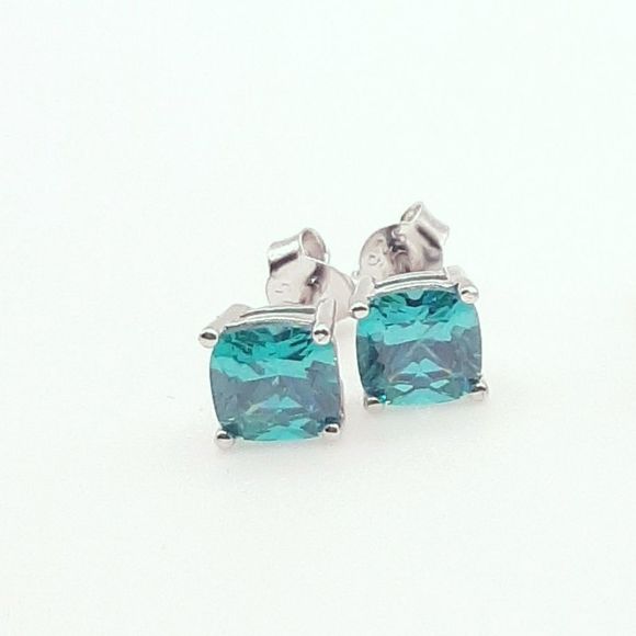 Mint Green cz Ring Stud Post Earrings Set Size 7 New - Picture 7 of 8